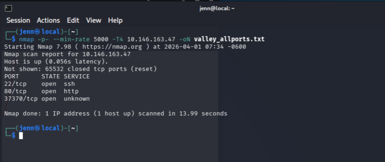 Full port scan revealing non-standard FTP on 37370